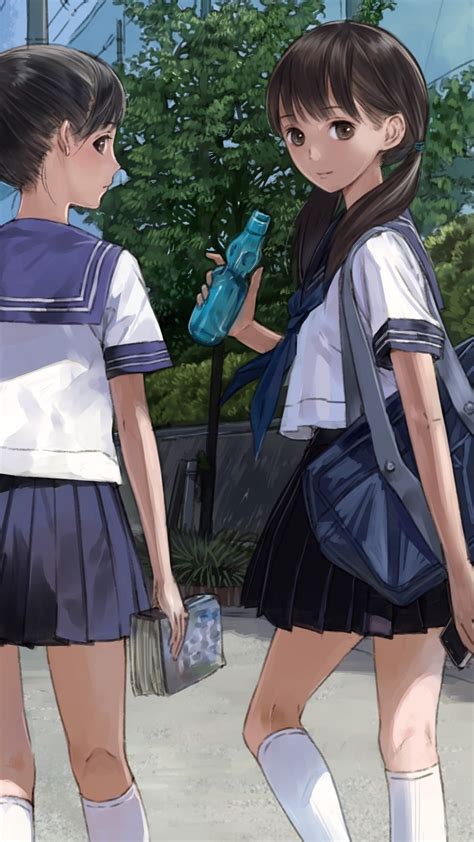 1440x2560 Anime Girl Going School In Uniform Samsung Galaxy S6s7