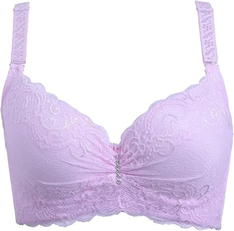 Mandsandw Womens Soft Gather Adjustable Lace Bra Underwear Pink 38c