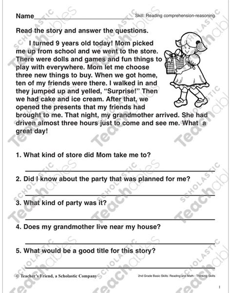 See Inside Image 2nd Grade Reading Worksheets First Grade Reading