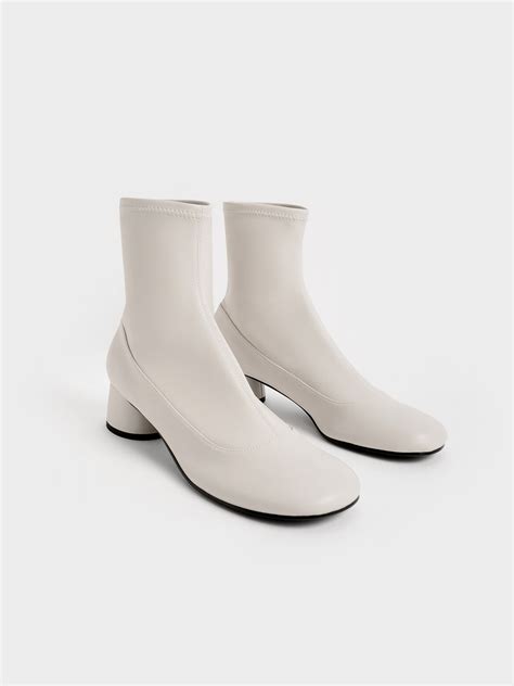 Chalk Stitch Trim Ankle Boots Charles And Keith Qa