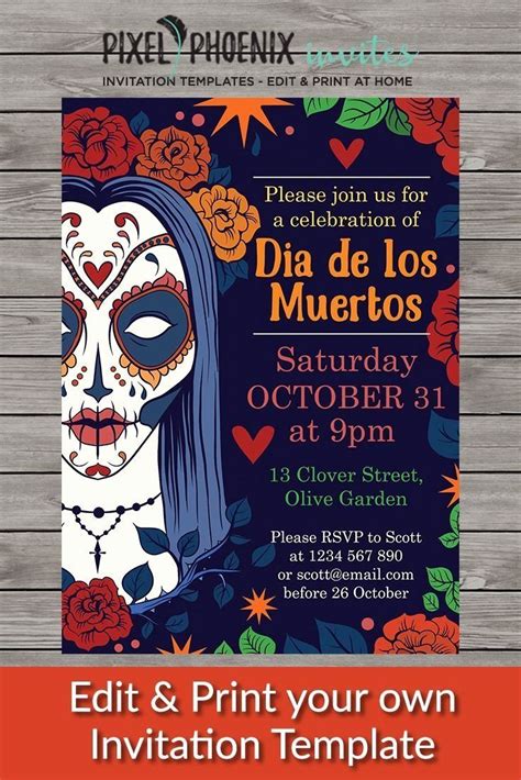 Dia De Los Muertos Invitation New Dia De Los Muertos Day Of The Dead