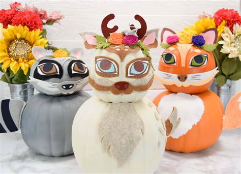 Woodland Animals Pumpkins No Carve Pumpkin Crafts