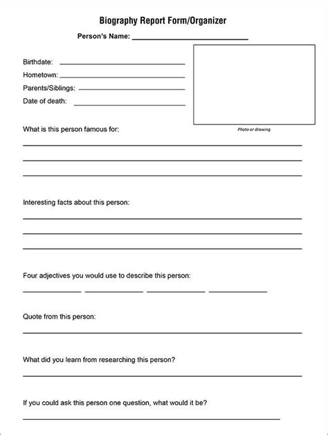 38 Biography Templates Doc Pdf Excel Biography Book Report