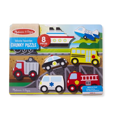 Melissa And Doug Wooden 8 Piece Vehicle Favorites Chunky Puzzle Walmart