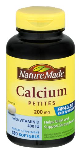 Nature Made Calcium Petites 200 Mg With Vitamin D 400 Iu Softgels 180