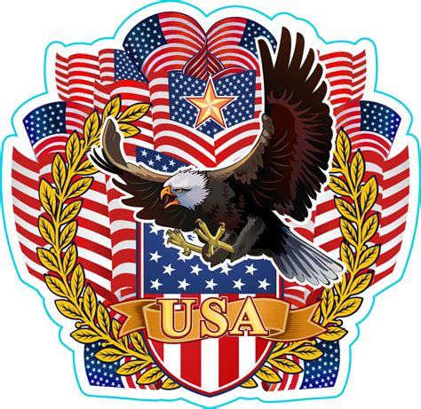 American Eagle With Usa Flags Sticker