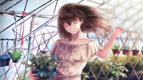 Download Gardening Beautiful Anime Girl Wallpaper 1920x1080 Full