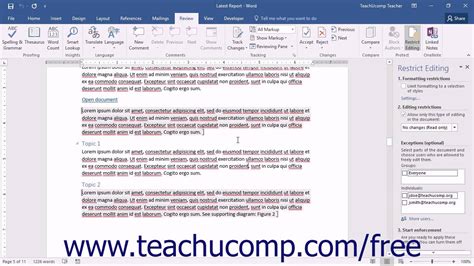 Word 2016 Tutorial Removing Editing Restrictions From A Document