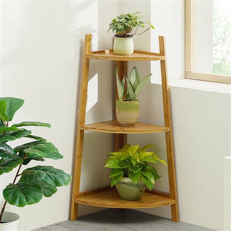 Exclusively from pottery barn kids®. Brown Ladder Bamboo Wood Flower Plant Stand Corner ...