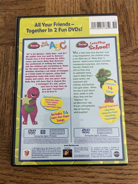 Barney Now I Know My Abcs Lets Play School Dvd Black Case 45986313850