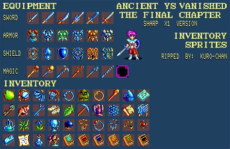 The Spriters Resource Full Sheet View Ys The Final Chapter Inventory
