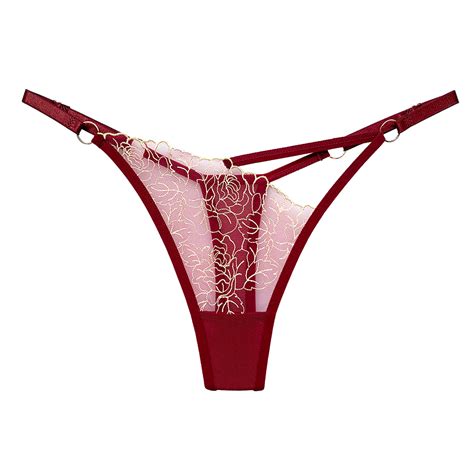 Cheap Women Sexy Panties Lace Embroidery Thongs Girl Hot Erotic Floral