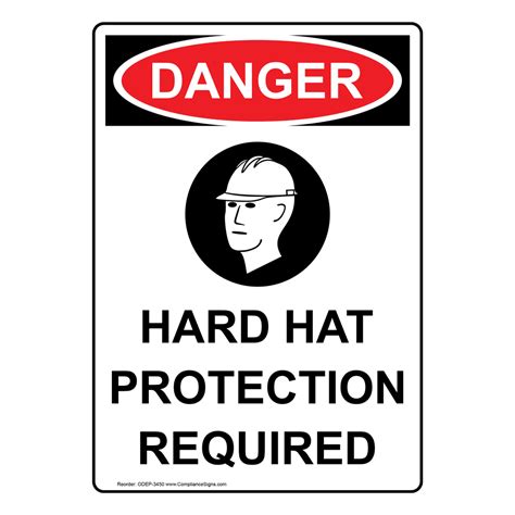 Portrait OSHA Hard Hat Area Sign With Symbol ODEP 3445