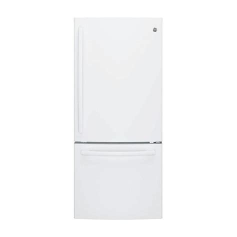 Ge® Gbe21dgkww White 210 Cu Ft Bottom Freezer Refrigerator With