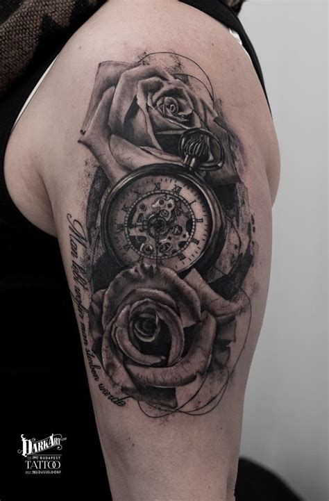 Roses And Pocket Watch Tattoo By Adam K Limited Availability At