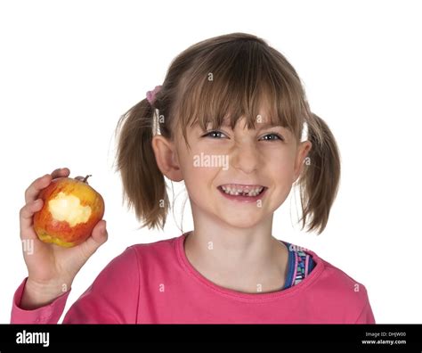 Girl With Apple Stock Photo Alamy