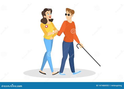 Blind Person With Visual And Vision Impairment Vector Illustration