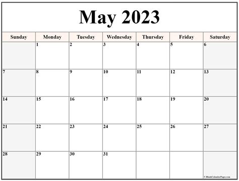 Blank Calendar Printable May 2023 Blank Calendar Printable 2023