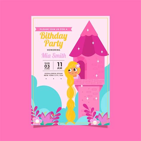 Free Vector Rapunzel Birthday Invitation Template