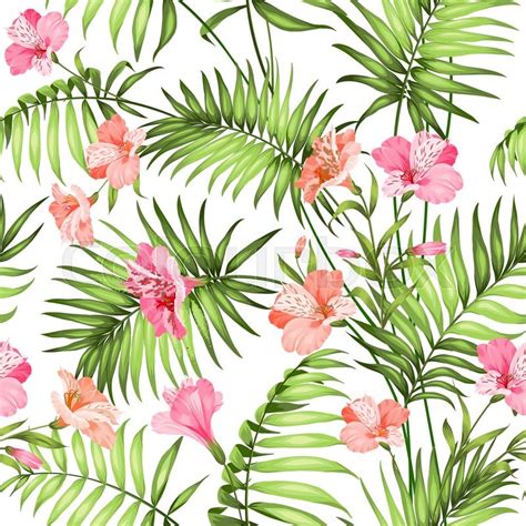 Seamless Tropical Pattern Blossom Stock Vector Colourbox