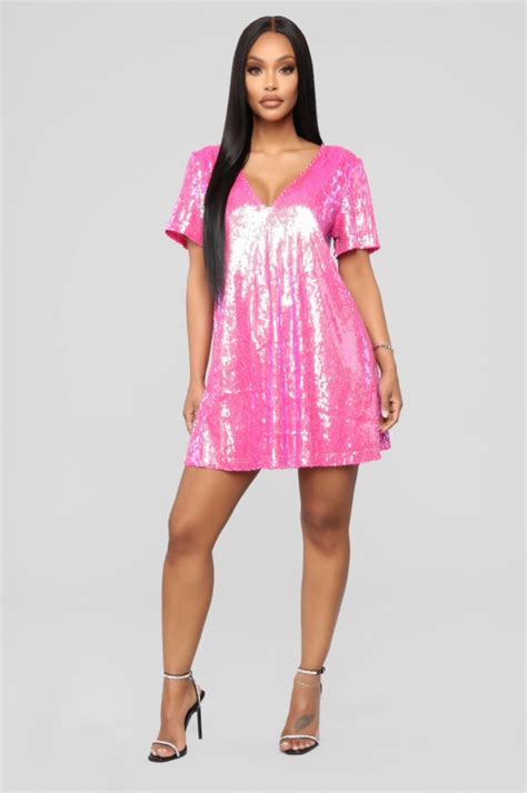 It S Poppin Sequin Shirt Dress Hot Pink Hot Pink Sequin Dress Little Pink Dress Hot Pink