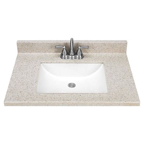 The stone resin countertop sink is a unique blend of the clean and durable composition. 31-in Dune Solid Surface Bathroom Vanity Top at Lowes.com