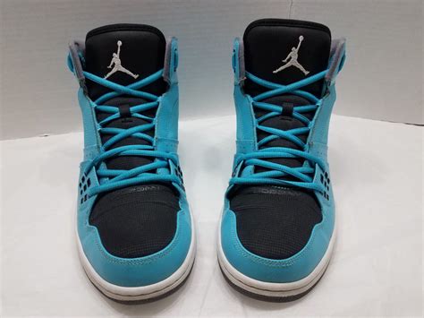Mens Nike Jordan 1 Flight Mid Sneakers Gamma Blue And Black 372704 409