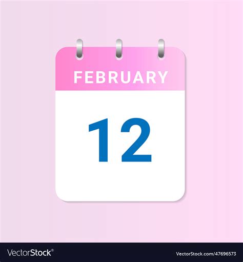 Day Of 12th February Daily Calendar Of February Vector Image