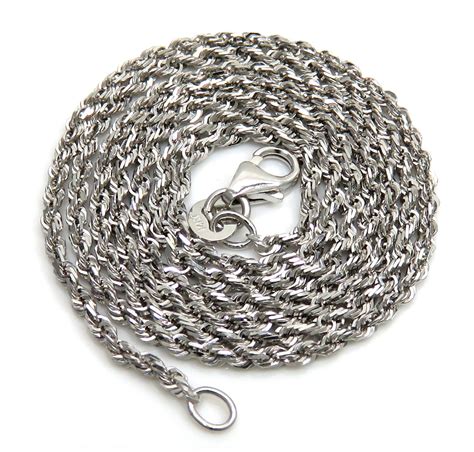 Buy 14k White Gold Skinny Diamond Cut Rope Link Chain 16 22 Inch 150mm Online At So Icy Jewelry