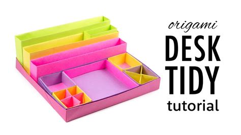 Origami Desk Organizer Boxes Tutorial Diy Paper Kawaii Youtube