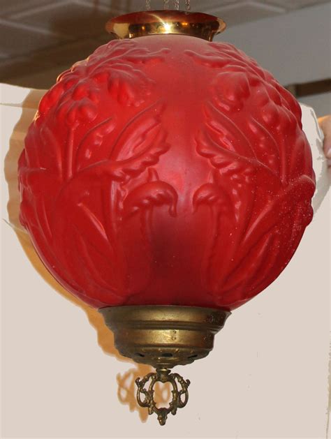 Bargain Johns Antiques Antique Victorian Red Satin Glass Hanging