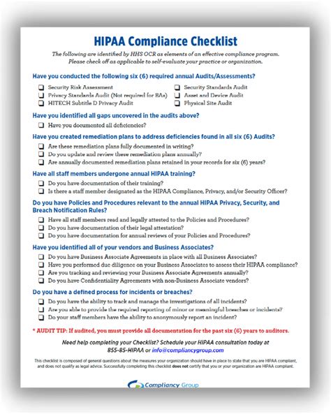 Free Hipaa Compliance Checklist Download Compliancy Group