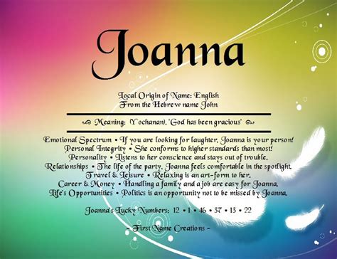 Joanna Name Meaning First Name Creations Miscellaneous Pinterest