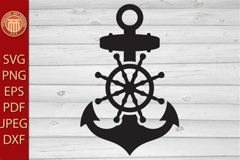 Nautical Ship Wheel And Anchor Eps Svg 2428578