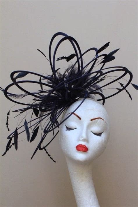 ivory and black feather fascinator hat wedding ladies day choose any colour feathers and
