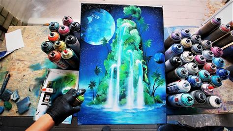 Tropical Waterfalls Spray Paint Art By Skech Youtube