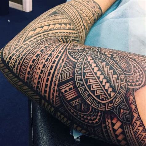 Polynesian tribal tattoo stock photos and images. 40 Polynesian Sleeve Tattoo Designs For Men - Tribal Ink Ideas