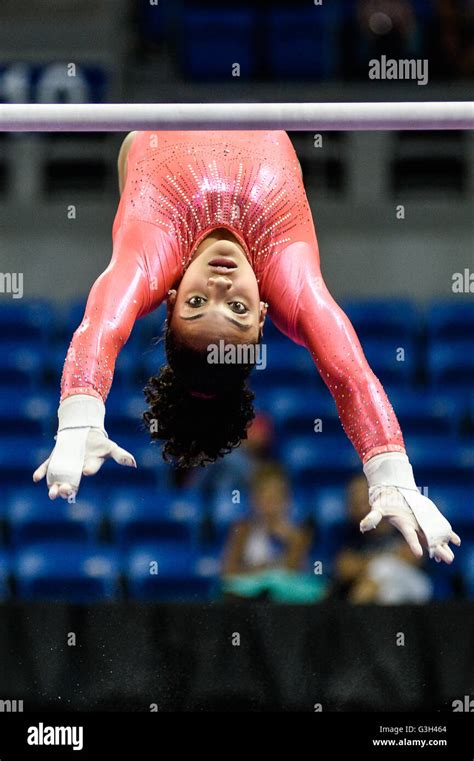 St Louis Missouri Usa 24th June 2016 Lauren Hernandez Warms Up On The Uneven Bars Before