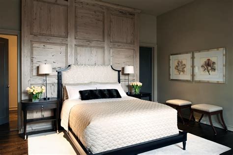 I know this is a bit niche in that most people do not have a full wall of cabinetry in their bedroom (at least, now in the us) with a bed built in, but in case you do, or are thinking up. A whitewashed wood-paneled wall stands tall behind this ...