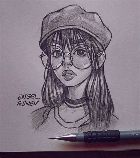 Desenhos Lindos Para Desenhar Angel Ganev Girl Drawing Sketches Art