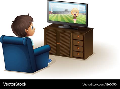 A Young Boy Watching A Television Royalty Free Vector Image