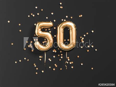 Stock Image 50 Years Old Gold Balloons Number 50th Anniversary Happy