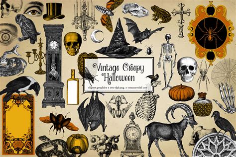 Vintage Creepy Halloween Clipart Graphic By Digital Curio · Creative Fabrica