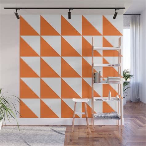 Geometric Pattern 01 Orange Wall Mural By Theoldartstudio Society6