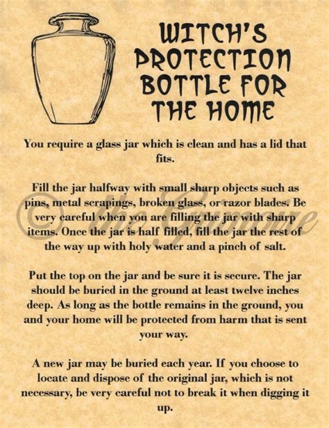 witch s protection bottle book of shadows spell page witchcraft wicca pagan green witchcraft