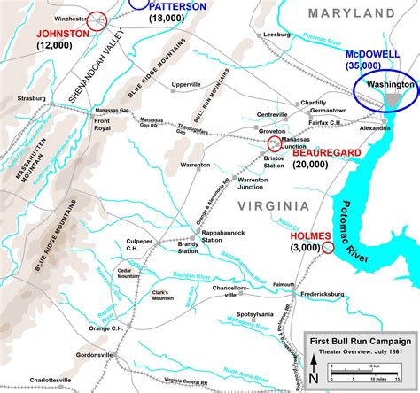 Map Of The First Manassas Or Bull Run Campaign Encyclopedia Virginia