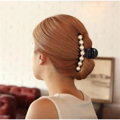 Fashion Hair Clips Imitation White Pearl Hair Claw Clip Elegant Hair Accessories For Women Long