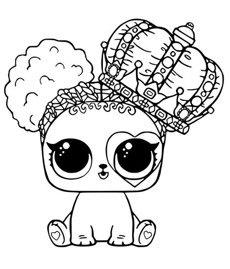 Here you can find your favorite lol pets coloring sheets, download them for free and color them. LOL doll pet dog with a crown - Coloring pages for you