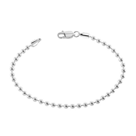 Sterling Silver 3mm Ball Bead Link Bracelet Lengths 65 7 75 Inch