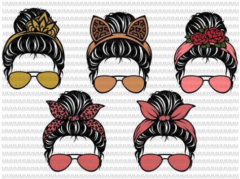 Messy Bun Svg Mom Life Sunglasses And Headband Svg Messy Bun With